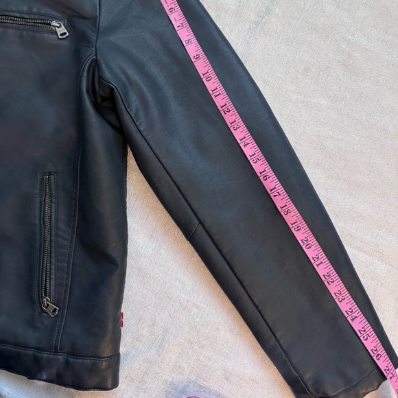 Men's Blue Faux Leather Jacket with Hood - Picture 12 of 12